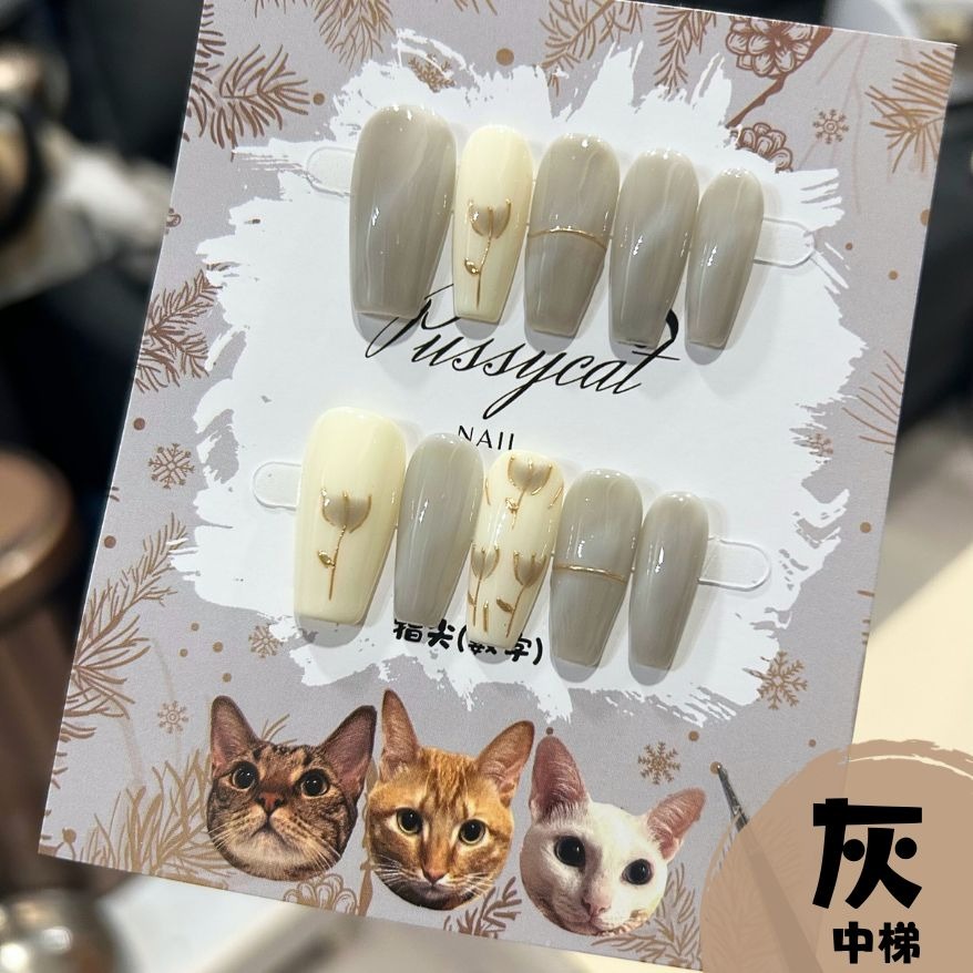 鬱金香【台灣現貨實拍】純手工美甲片｜手工穿戴甲-規格圖4