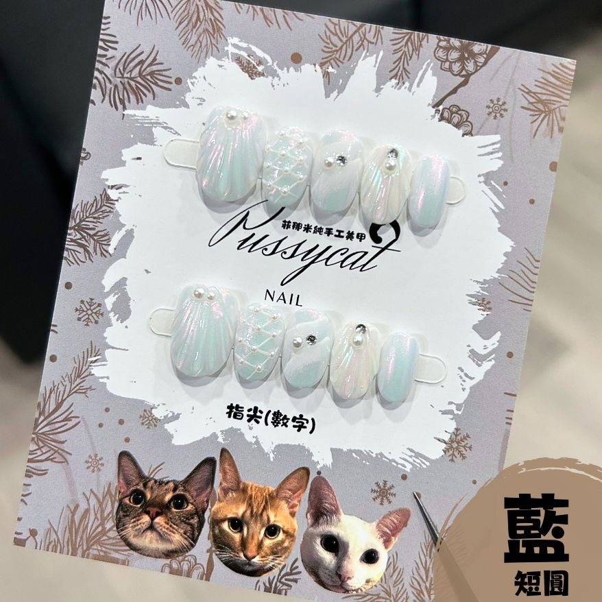 極光人魚【台灣現貨實拍】純手工美甲片｜手工穿戴甲-規格圖1