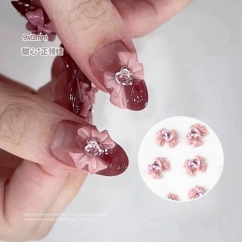 86-4美甲蝴蝶结帶鑽飾品指甲 小紅書-細節圖2