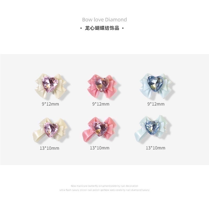 86-4美甲蝴蝶结帶鑽飾品指甲 小紅書-細節圖3