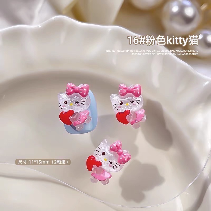 84-12 （二）卡通造型飾品 玉桂狗 美樂蒂 庫洛米 凱蒂貓 hellokitty 卡妞 美甲 布丁狗 飾品 卡通-細節圖9