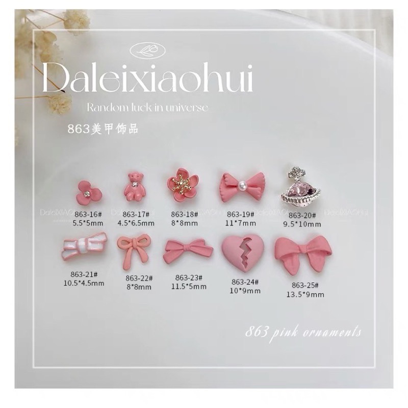 84-18 蝴蝶結領帶 少女粉領帶 金屬合金 美甲飾品 大磊小慧-細節圖2