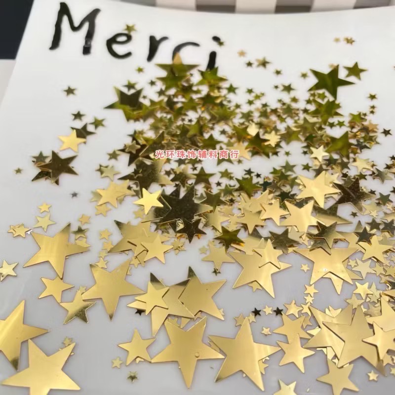 91 3-25mm大小混合 五角星 星星 亮片 美甲 大星星 韓系-細節圖2