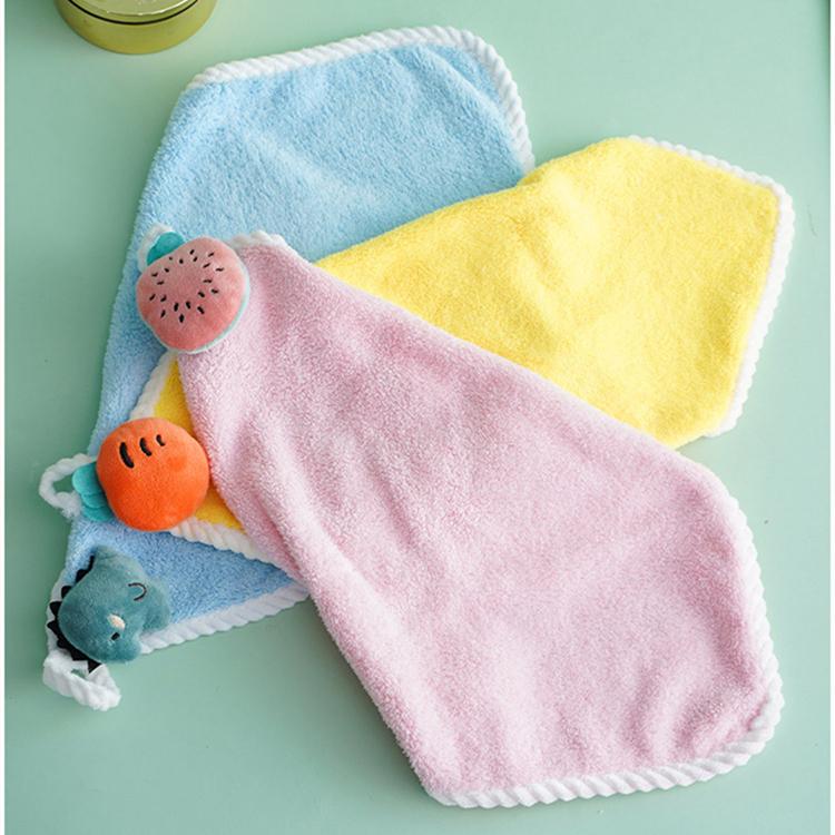 【現貨】🍊可愛卡通 珊瑚絨不掉毛 吸水 擦手巾 毛巾 廚房抹布-細節圖2