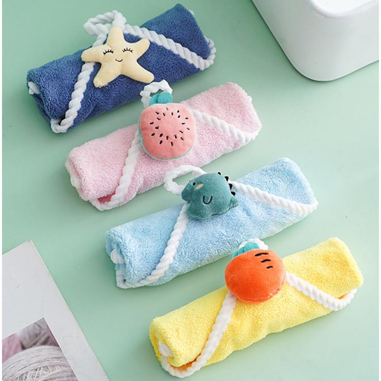 【現貨】🍊可愛卡通 珊瑚絨不掉毛 吸水 擦手巾 毛巾 廚房抹布-細節圖3