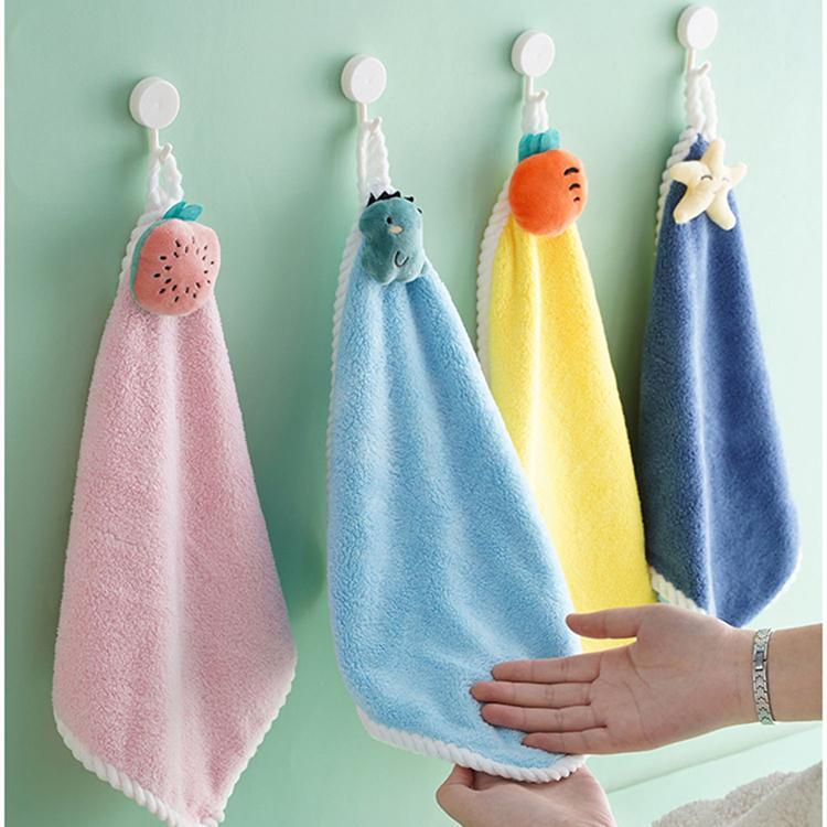 【現貨】🍊可愛卡通 珊瑚絨不掉毛 吸水 擦手巾 毛巾 廚房抹布-細節圖7