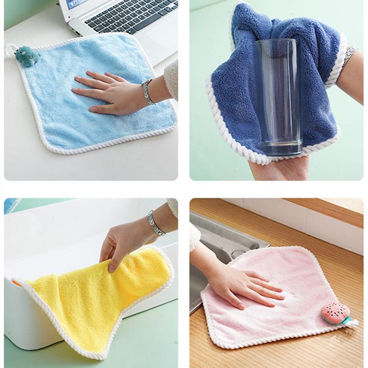 【現貨】🍊可愛卡通 珊瑚絨不掉毛 吸水 擦手巾 毛巾 廚房抹布-細節圖8