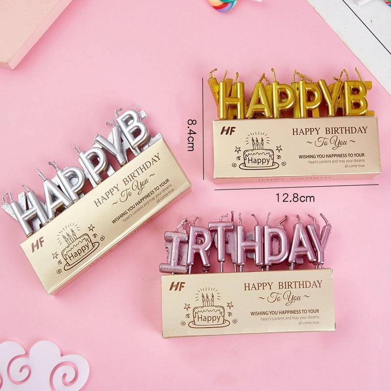 【現貨】🍊金色銀色玫瑰金英文 生日快樂蠟燭 happy birthday 生日蛋糕蠟燭-細節圖3