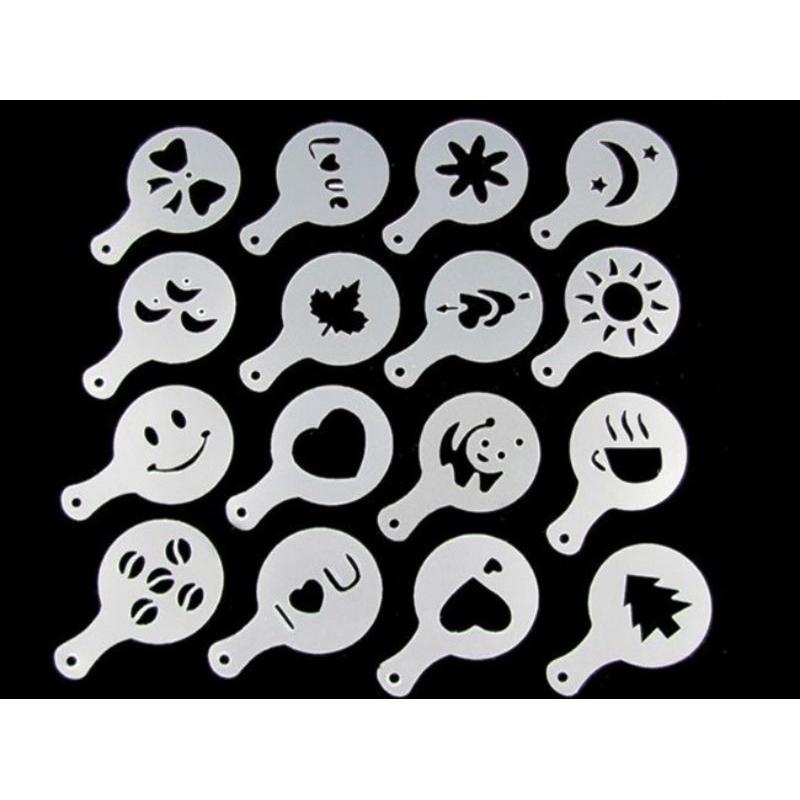 【現貨】16件套裝 花式拿鐵咖啡拉花神器 卡布基諾 噴花模-細節圖5