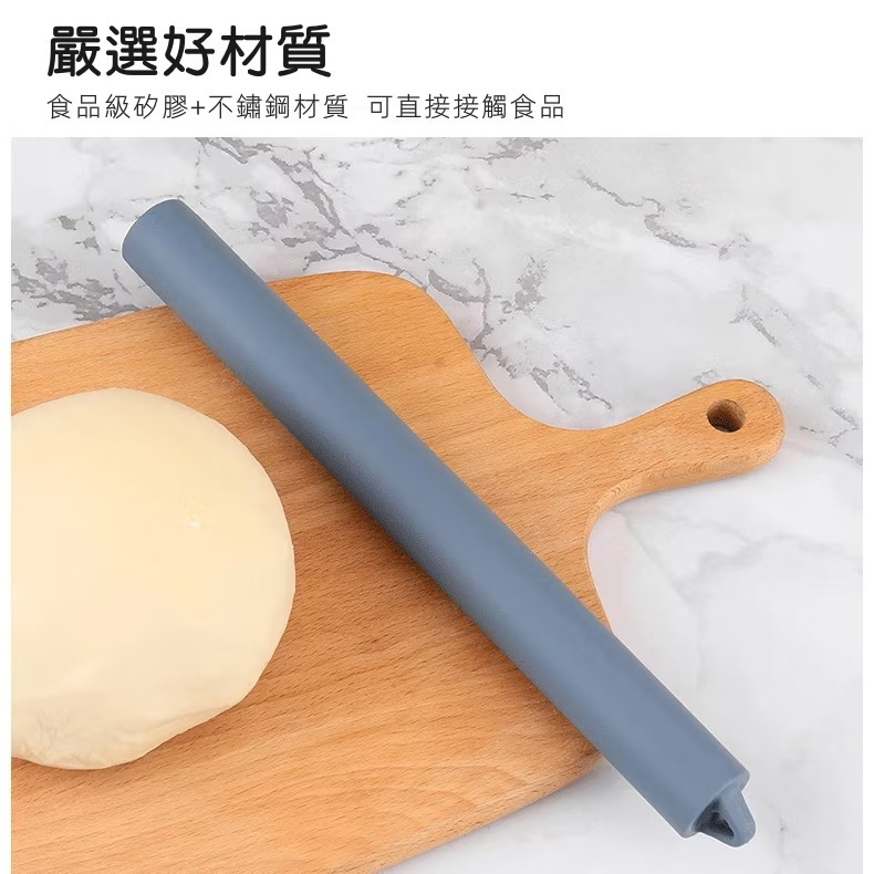 🍊不沾矽膠 擀麵棍 擀餃子 皮 麵包 不鏽鋼擀麵棍 帶刻度 擀麵杖 掛孔 麵團-細節圖2