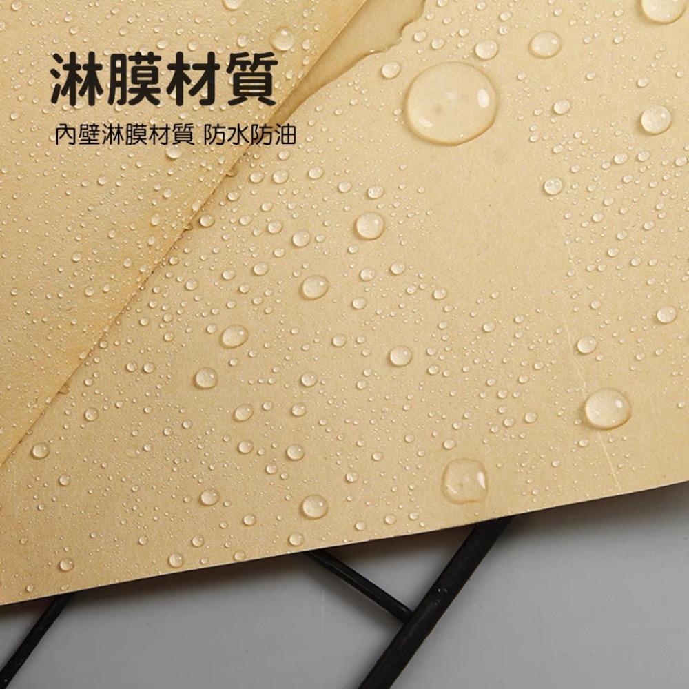 【附發票✅】🍊100入防水防油紙袋 淋膜紙漢堡袋 早餐 三明治包裝袋 吐司袋 食品三角袋 L型紙袋 牛皮紙袋-細節圖2