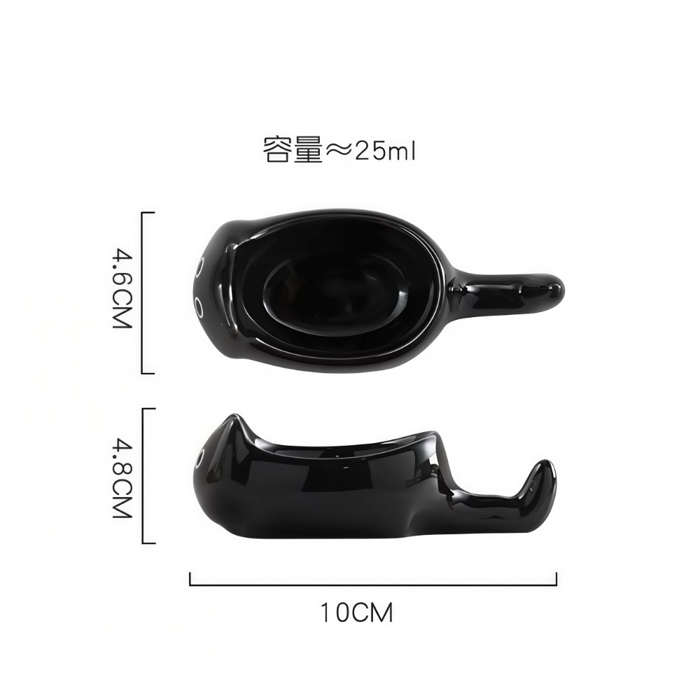 【附發票】🍊三花橘貓黑貓卡通可愛貓咪盤子手繪陶瓷醬料碟 陶瓷餐具 筷架 醬油醋調味碟-規格圖5