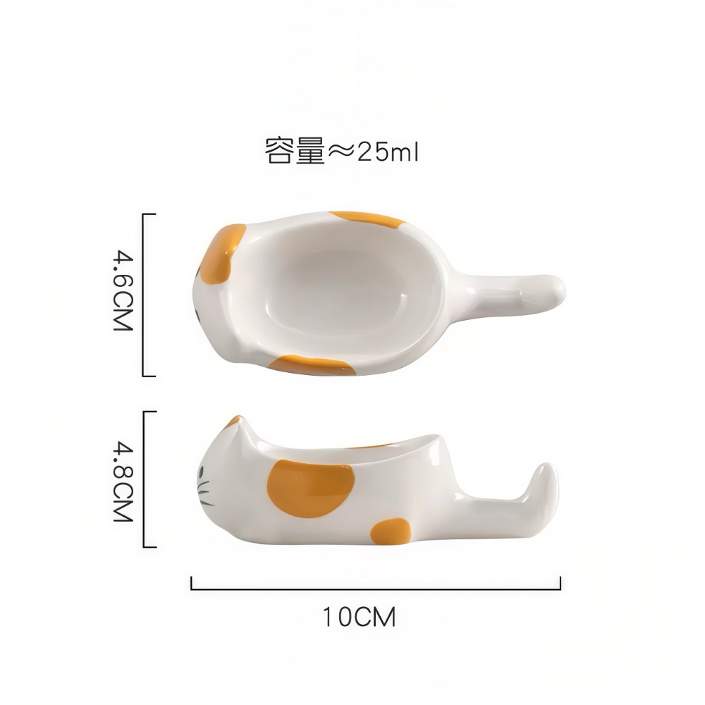 【附發票】🍊三花橘貓黑貓卡通可愛貓咪盤子手繪陶瓷醬料碟 陶瓷餐具 筷架 醬油醋調味碟-規格圖5
