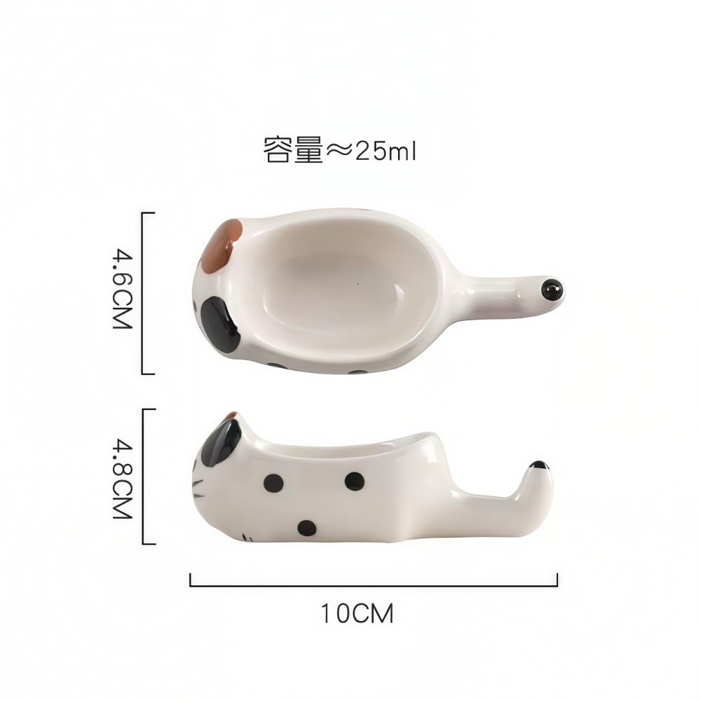 【附發票】🍊三花橘貓黑貓卡通可愛貓咪盤子手繪陶瓷醬料碟 陶瓷餐具 筷架 醬油醋調味碟-規格圖5