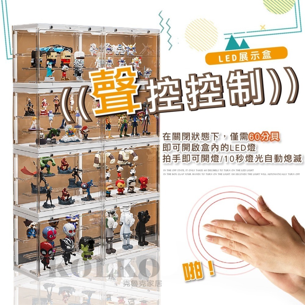 LED帶燈公仔展示盒【聲控】公仔展示盒 壓克力盒 展示盒 公仔收納盒 展示櫃 LED 公仔盒 公仔展示櫃-細節圖6