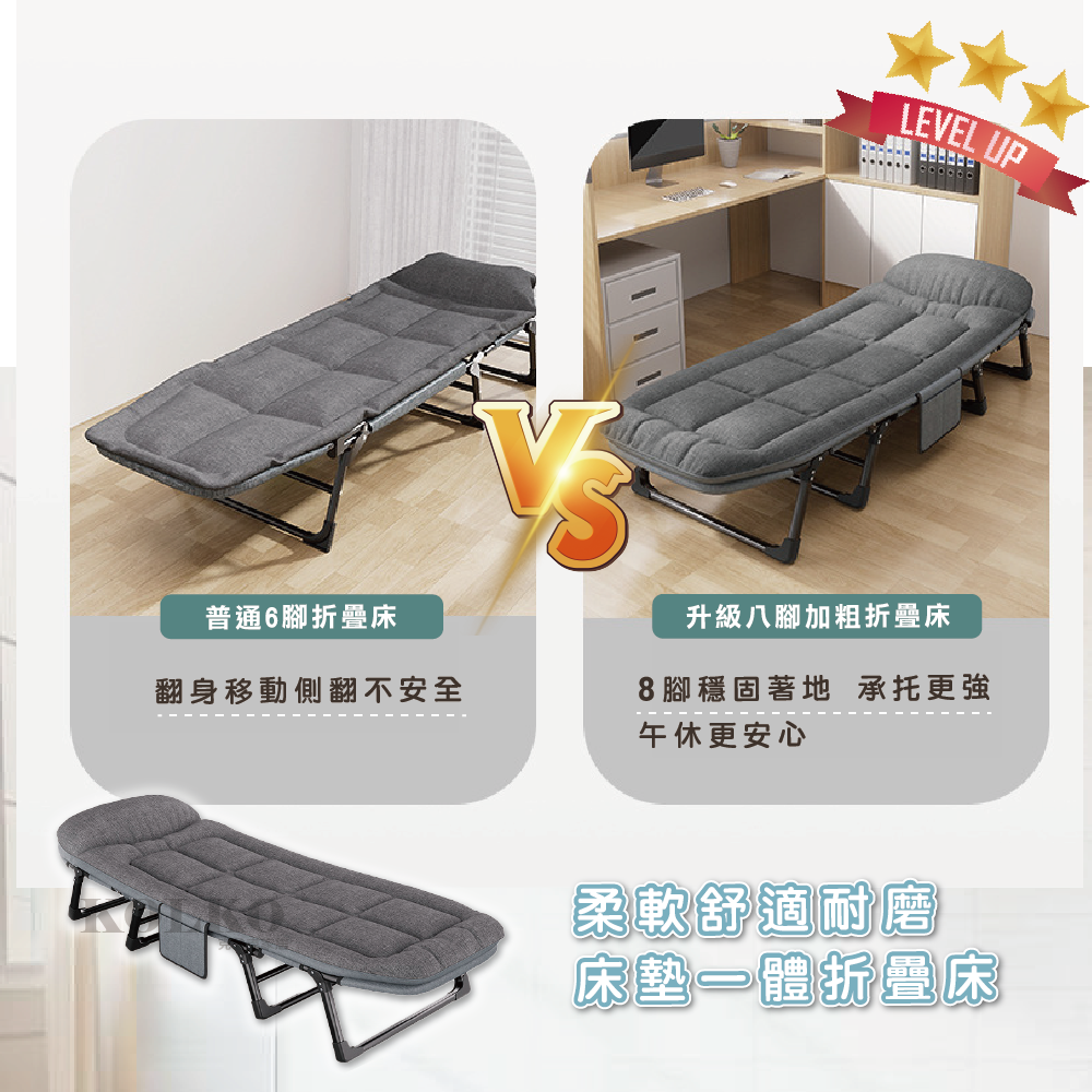 五段式調節美式折疊床 床墊一體 摺疊躺椅 行軍床 看護床 居家 戶外 辦公 露營 躺椅-細節圖4