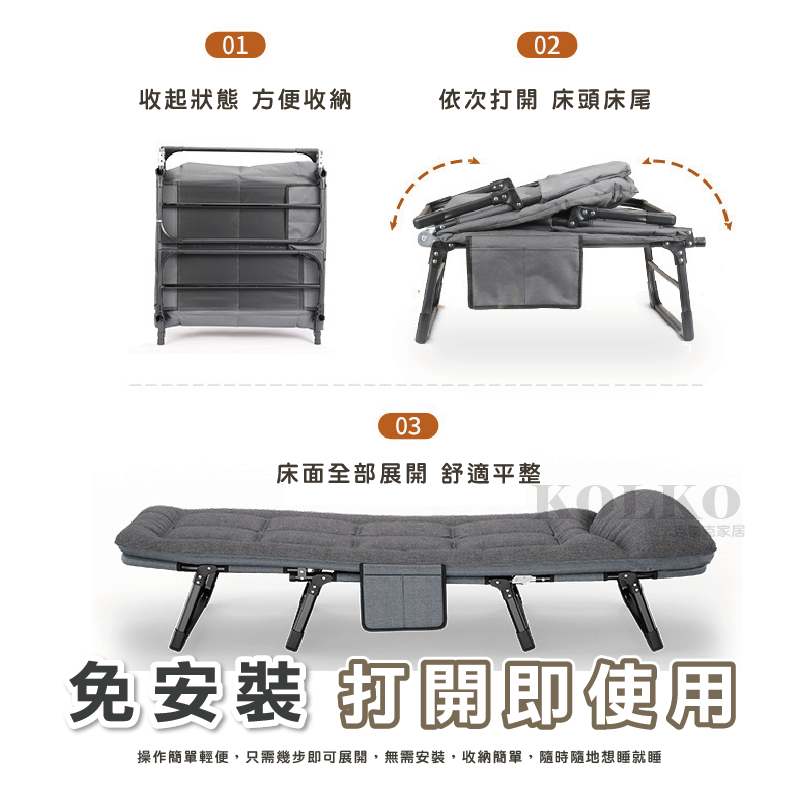 五段式調節美式折疊床 床墊一體 摺疊躺椅 行軍床 看護床 居家 戶外 辦公 露營 躺椅-細節圖7