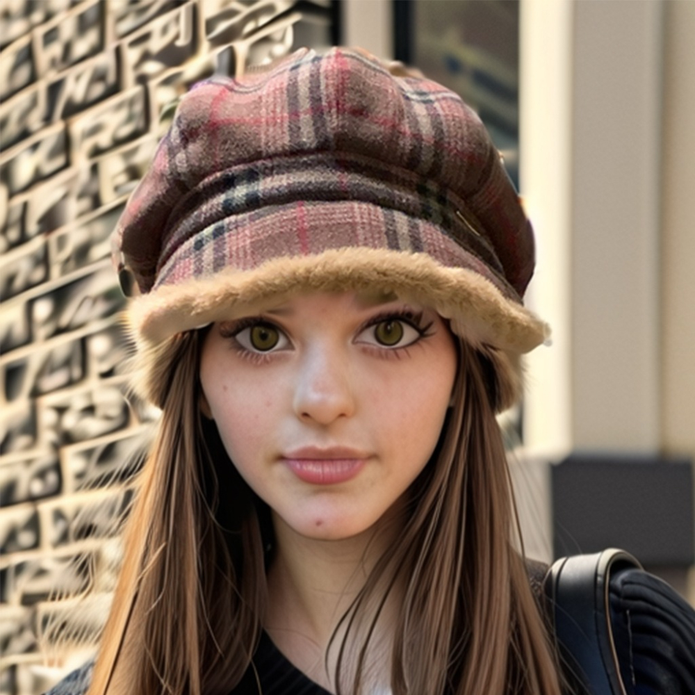 復古英倫格紋 毛絨八角帽 八角帽 畫家帽 報童帽 鴨舌帽 貝雷帽 鴨舌帽 帽子 堆堆帽-細節圖3
