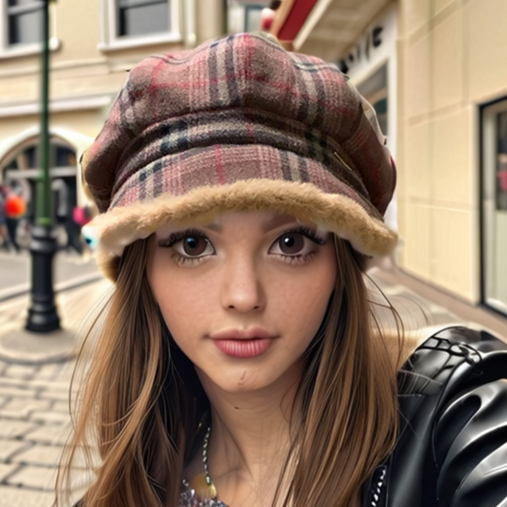 復古英倫格紋 毛絨八角帽 八角帽 畫家帽 報童帽 鴨舌帽 貝雷帽 鴨舌帽 帽子 堆堆帽-細節圖7