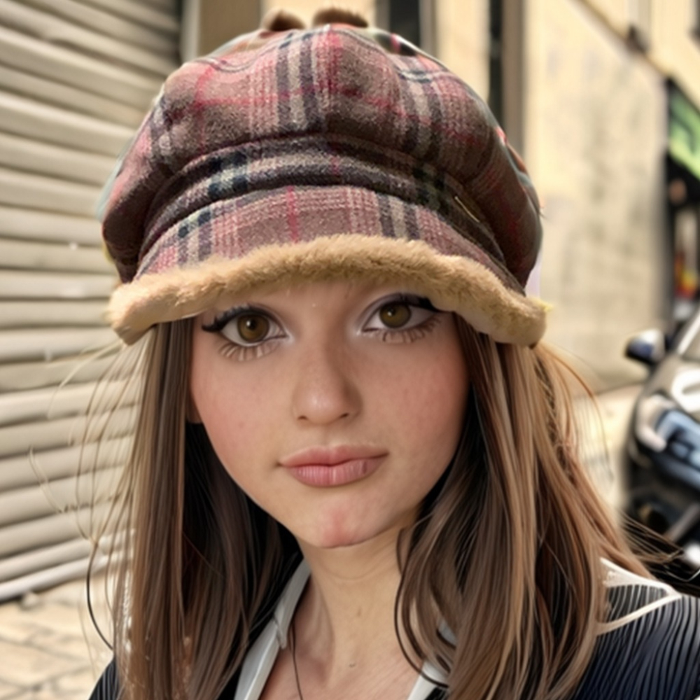 復古英倫格紋 毛絨八角帽 八角帽 畫家帽 報童帽 鴨舌帽 貝雷帽 鴨舌帽 帽子 堆堆帽-細節圖8