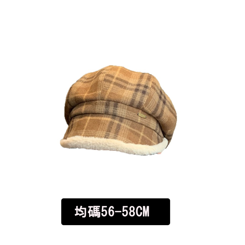復古英倫格紋 毛絨八角帽 八角帽 畫家帽 報童帽 鴨舌帽 貝雷帽 鴨舌帽 帽子 堆堆帽-細節圖10