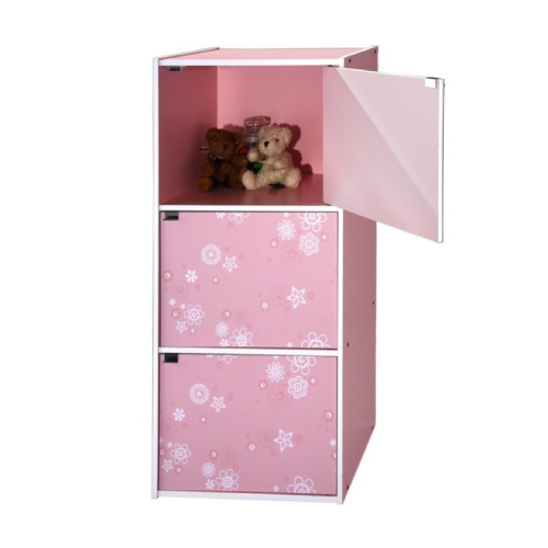 三格門櫃(粉色) （比蝦蝦優惠）收納櫃 儲櫃 書櫃 層櫃 門櫃 組合櫃三層