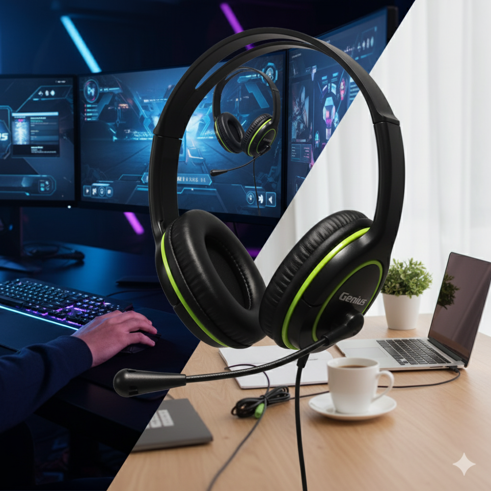 🎧 戰力飆升！電競/視訊/音樂全制霸，沉浸體驗零距離！ 🚀Genius昆盈HS-400A 頭戴式耳機可調節旋轉麥克風-細節圖2