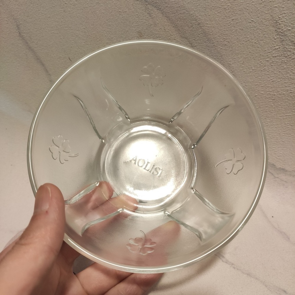 ✨ AOLISI幸運草水晶碗：400ml、鈉鈣玻璃、高質感！高透明、耐用又好洗，一秒變身沙拉/水果/點心神器！-細節圖3