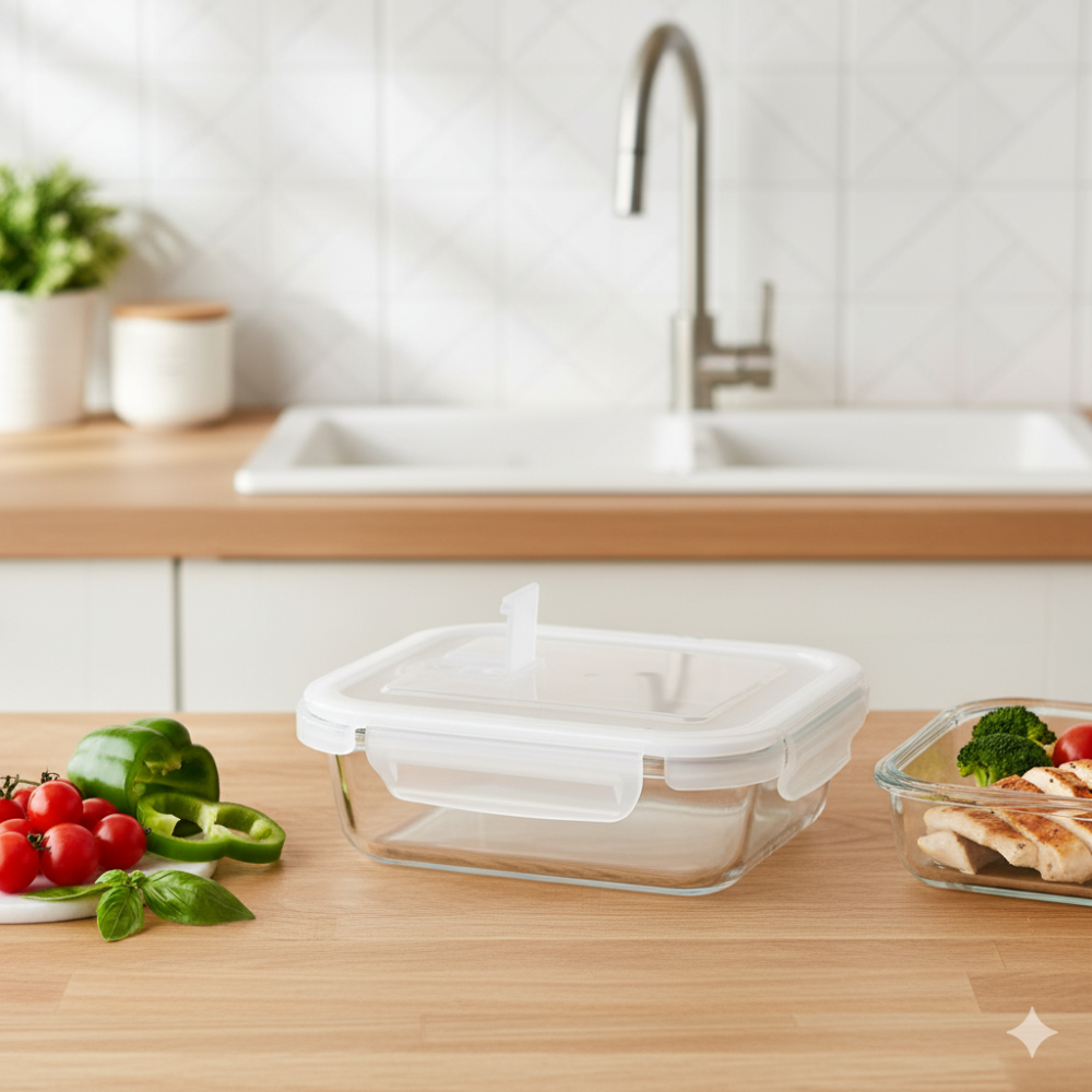 【耐熱400℃】高硼硅玻璃保鮮盒 650ml 附氣閥 | 微波/烤箱/保鮮/便當 多功能鎖扣密封盒-細節圖2