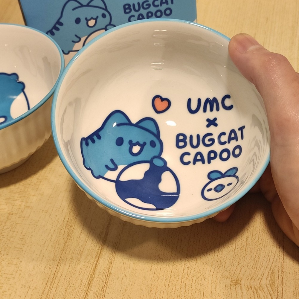 🌎【UMC x 咖波 BUG CAT CAPOO】愛地球限定聯名碗組 (兩入) - 超萌貓貓蟲 💙 質感瓷土飯碗-細節圖4