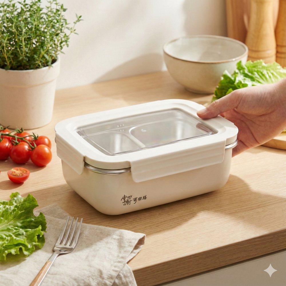 掌廚可樂膳 304不鏽鋼分隔保鮮盒 850ml 可微波/電鍋/烤箱全能款-細節圖2