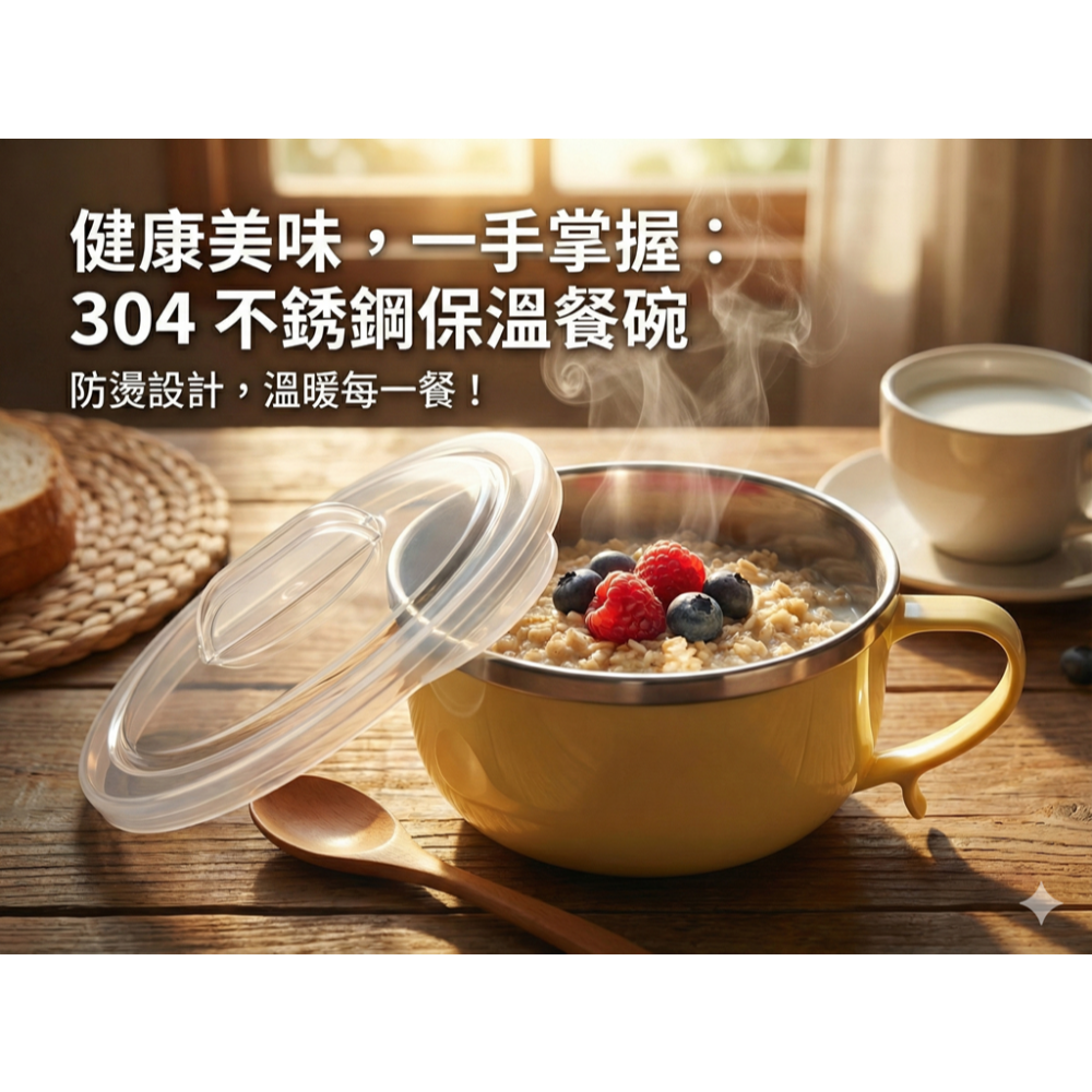 清新黃🇹🇼 三榮 SENSOROAD 304不鏽鋼 雙層隔熱多功能餐碗 R-3800 台灣製造萬用泡麵碗！-細節圖2