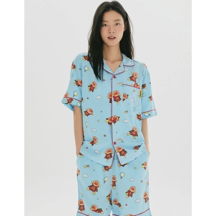 現貨 韓國 SPAO 麵包超人 細菌人 小病毒 睡衣 短褲 短袖 居家服 聯名款 整套 套裝-細節圖3