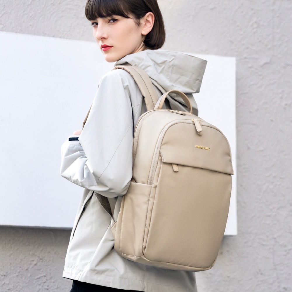 【KINGSONS】質感緞面-輕盈隨行雙層後背包｜防潑水材質｜可容納14吋筆電-細節圖3