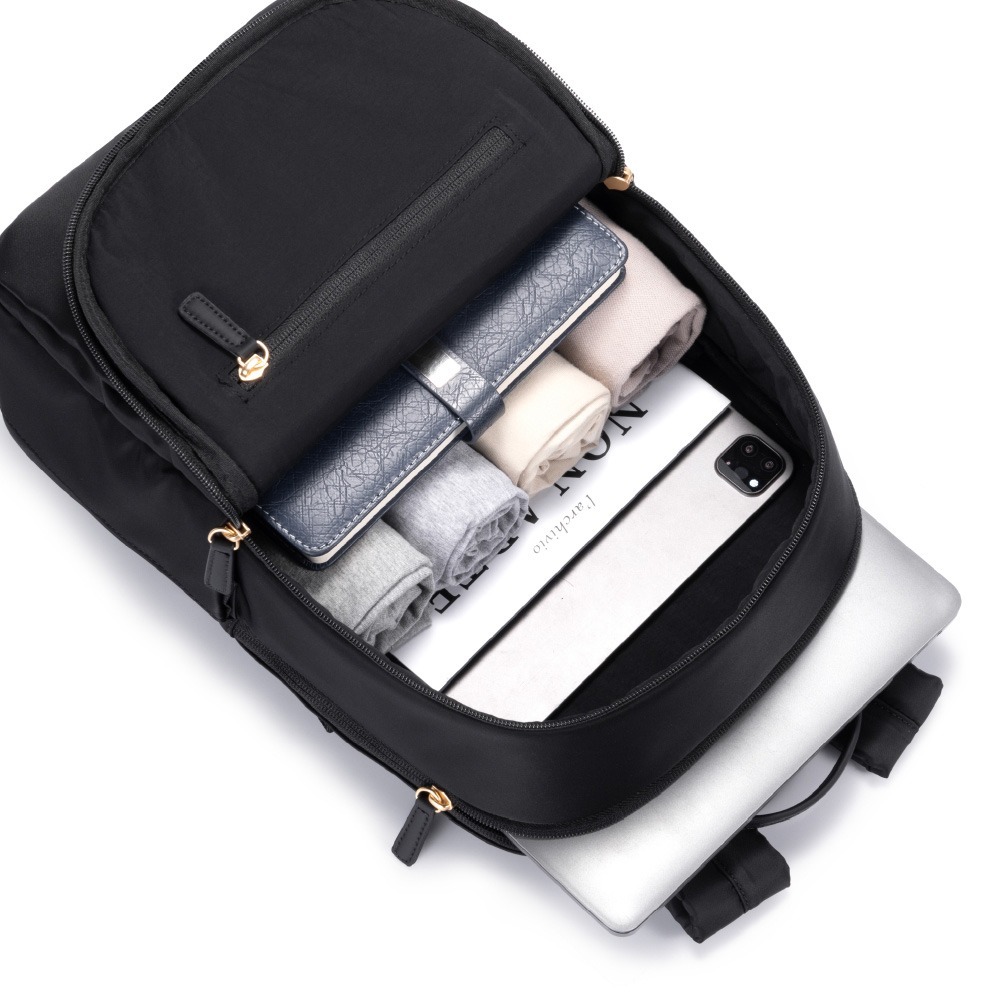 【KINGSONS】質感緞面-輕盈隨行雙層後背包｜防潑水材質｜可容納14吋筆電-細節圖6