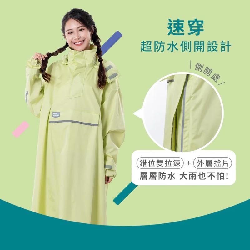 秒穿世袋雨衣 側開拉鏈速穿 可揹包包雨衣 口袋雨衣-細節圖2
