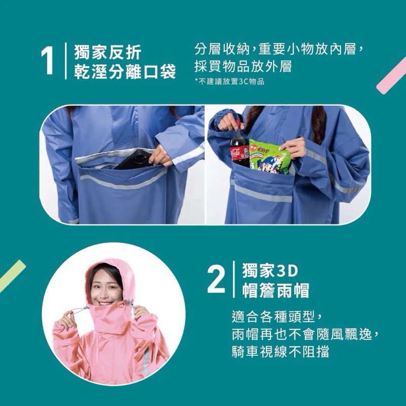 秒穿世袋雨衣 側開拉鏈速穿 可揹包包雨衣 口袋雨衣-細節圖4