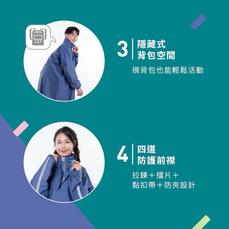秒穿世袋雨衣 側開拉鏈速穿 可揹包包雨衣 口袋雨衣-細節圖5