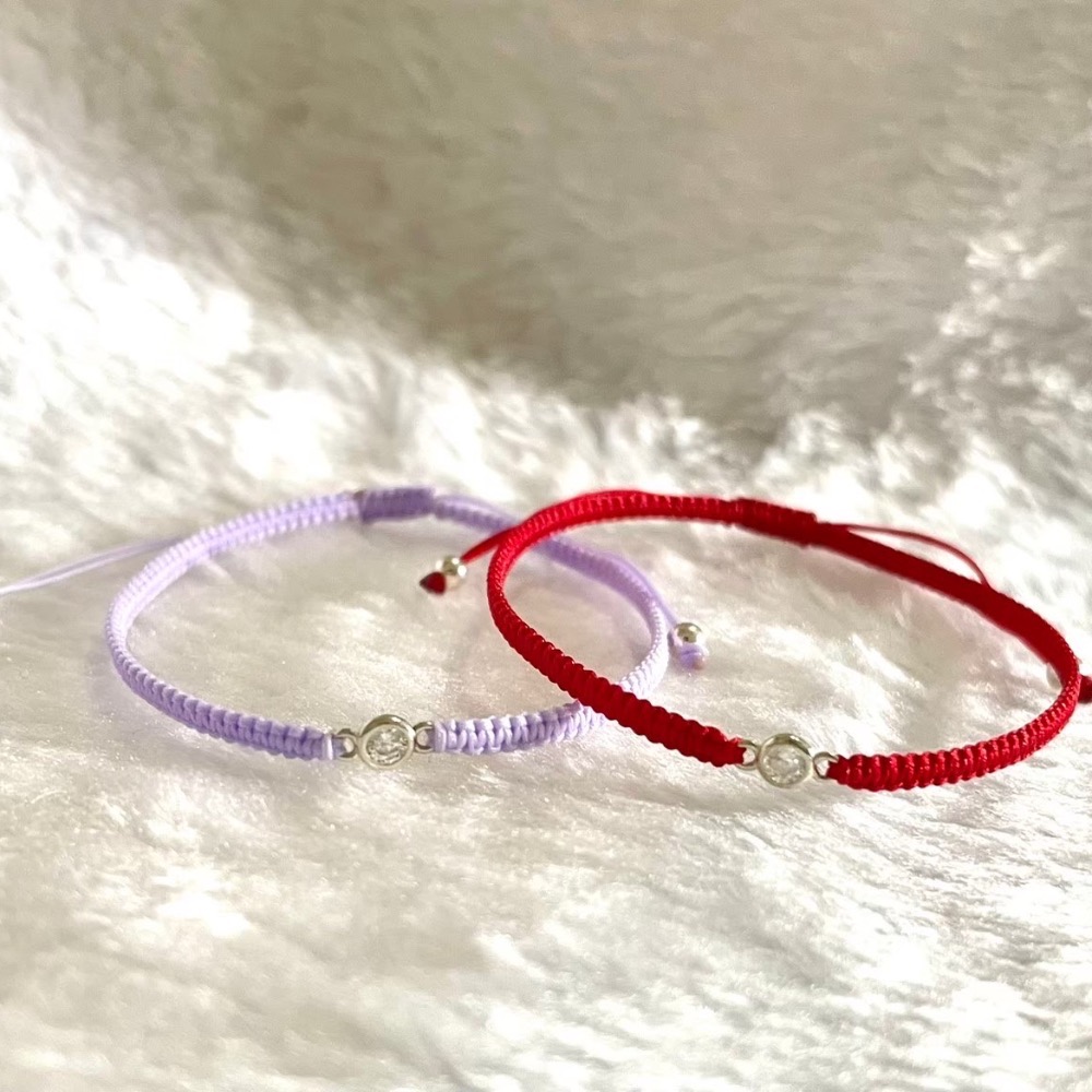 《Virginia》 細款迷你S925鑲鑽吊墜手工手繩-細節圖3