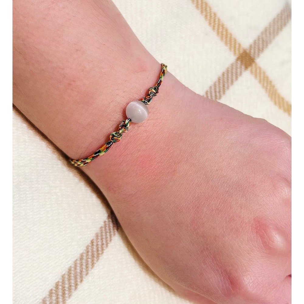 《臻之 virginia》 傳統五色繩與溫潤貓眼石 守護平安 提升好運手繩-規格圖4