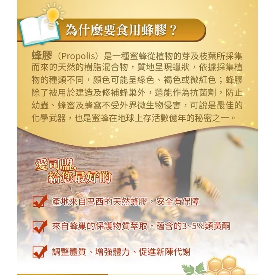 愛司盟✨蜂膠膠囊 60顆/罐-細節圖4