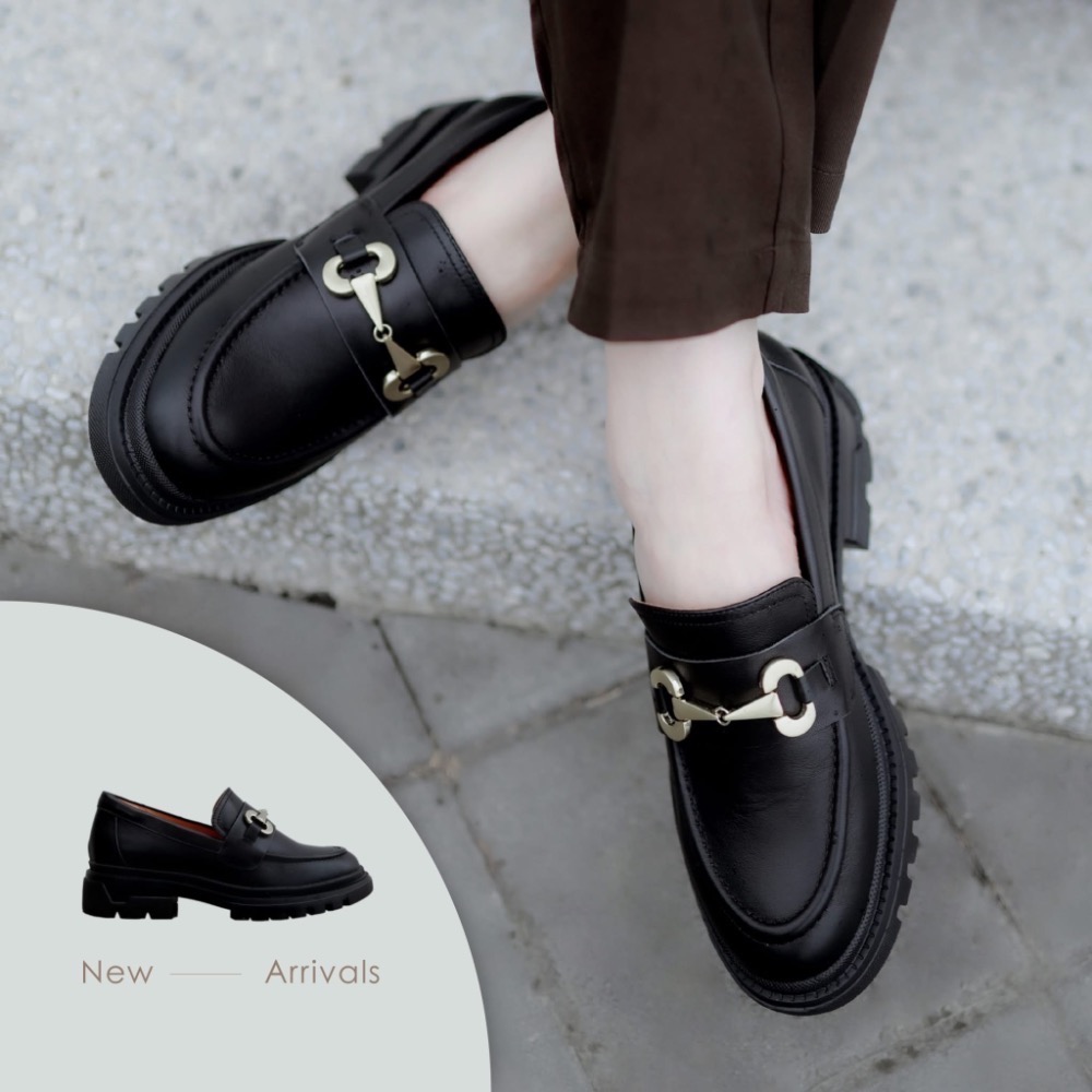 丹妮鞋屋_伊芙琳 厚底樂福鞋黑色23.5_二手轉售-細節圖2