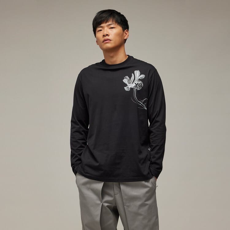 唯ㄧ現貨 💖 Y3 (Y-3) 💛 絕版精品！黑色！花語 > 刺繡、長袖、衛衣、T恤、T-Shirt！-細節圖4