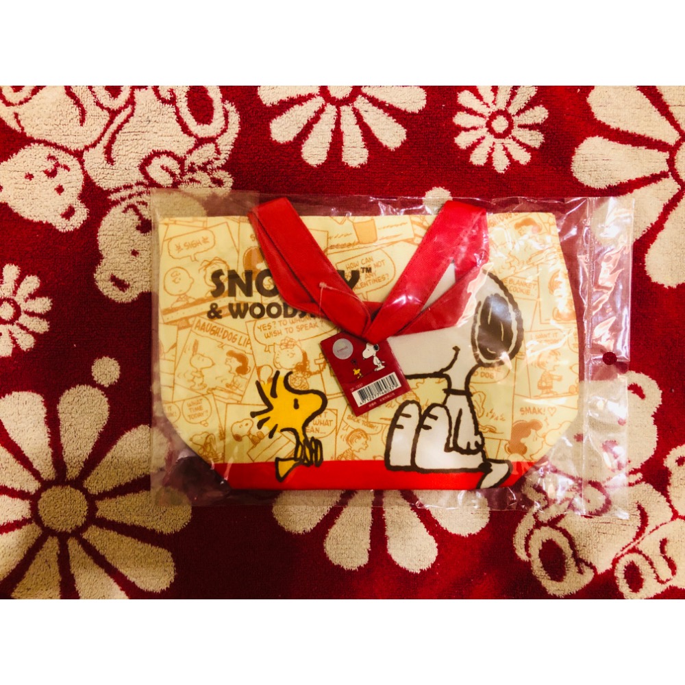 唯ㄧ現貨 💖 美國 Snoopy ☀️ 絕版精品！史努比 > 便當袋、手提袋、小提袋、野餐盒、午餐盒！-細節圖4