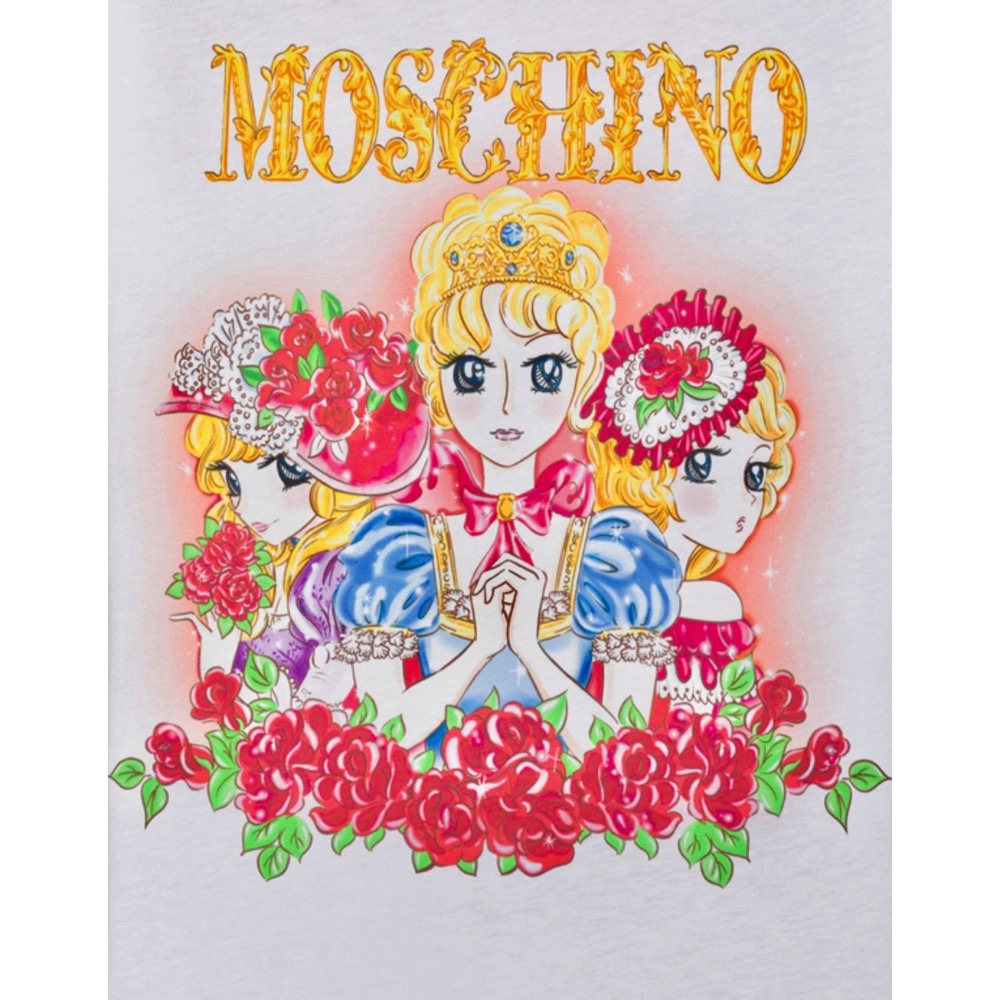 唯ㄧ現貨 💖 MOSCHINO 🐻 傳奇精品！白色！宮庭！凡爾賽玫瑰！瑪麗皇后 > 刺繡、短袖、T恤、T-Shirt！-細節圖4