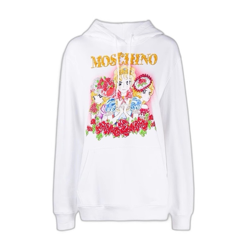 唯ㄧ現貨 💖 MOSCHINO 🐻 傳奇精品！白色！宮庭！凡爾賽玫瑰！瑪麗皇后 > 刺繡、連帽、長袖、衛衣、帽T！-細節圖7