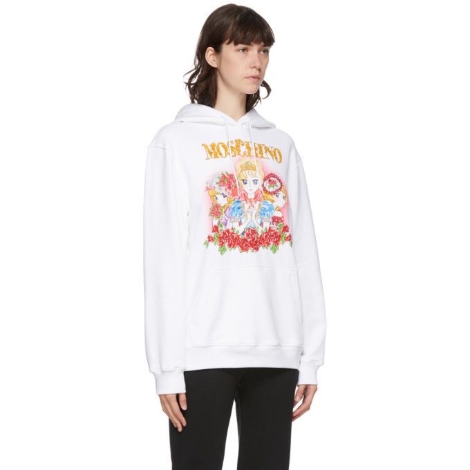 唯ㄧ現貨 💖 MOSCHINO 🐻 傳奇精品！白色！宮庭！凡爾賽玫瑰！瑪麗皇后 > 刺繡、連帽、長袖、衛衣、帽T！-細節圖3