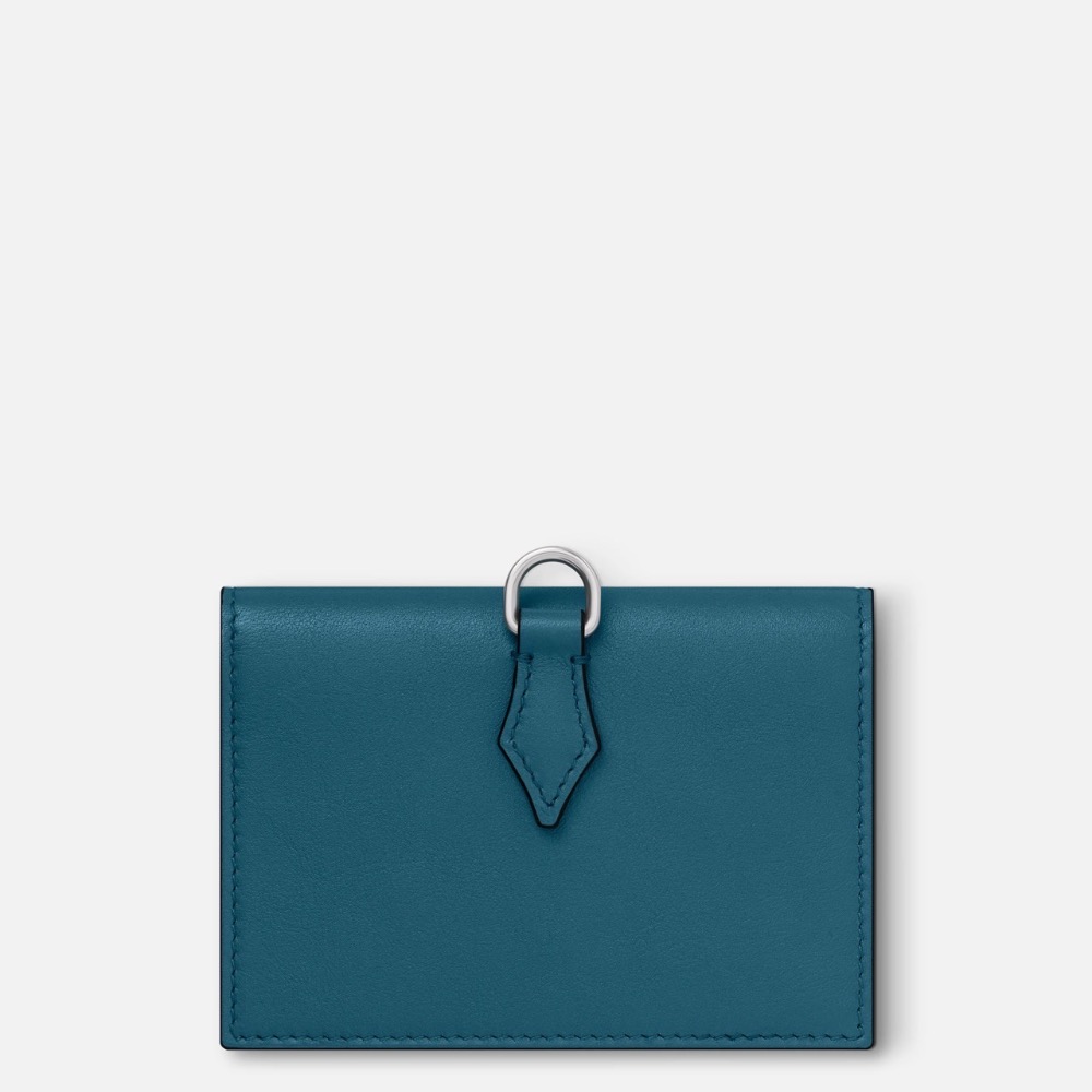 唯ㄧ現貨 💖 MONTBLANC (萬寶龍) 👩🏻 絕版精品！湖水、藍綠色！璽帖 > 皮夾、短夾、卡夾、錢包、名片夾！-細節圖4