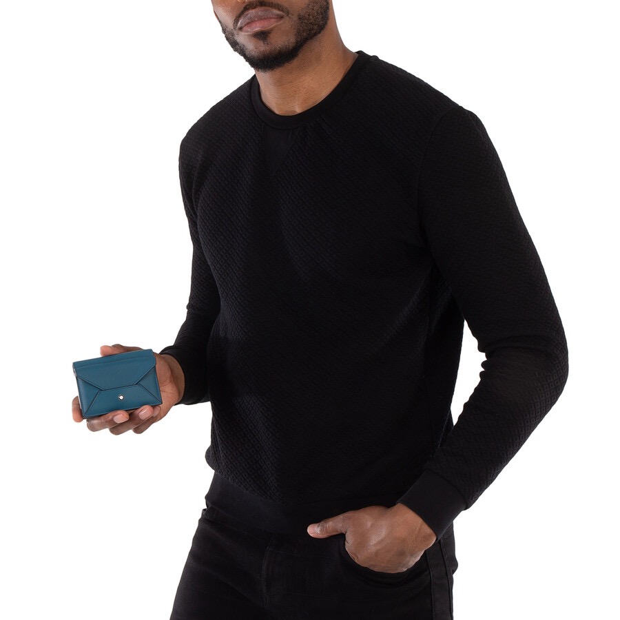 唯ㄧ現貨 💖 MONTBLANC (萬寶龍) 👩🏻 絕版精品！湖水、藍綠色！璽帖 > 皮夾、短夾、卡夾、錢包、名片夾！-細節圖8