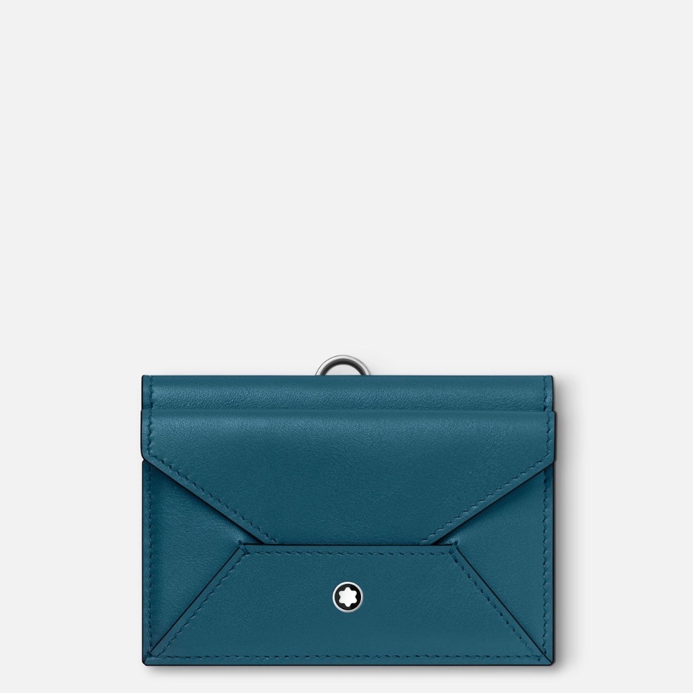 唯ㄧ現貨 💖 MONTBLANC (萬寶龍) 👩🏻 絕版精品！湖水、藍綠色！御守 > 皮夾、短夾、卡夾、錢包、名片夾！-細節圖3